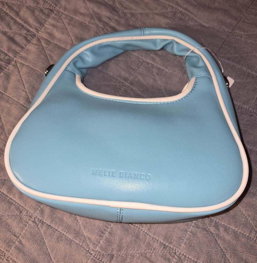 Melie Bianco Two-Tone Blue and White Shoulder Hobo Bag